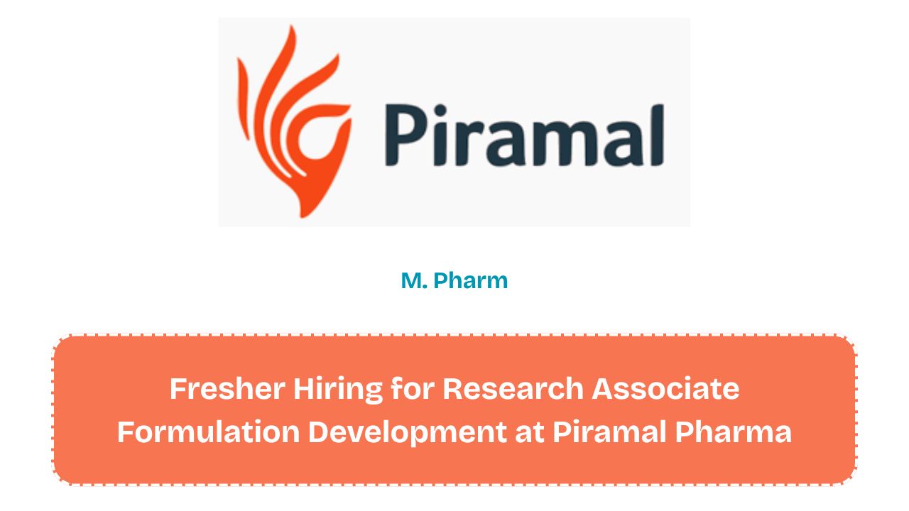 Fresher Hiring for Research Associate Formulation